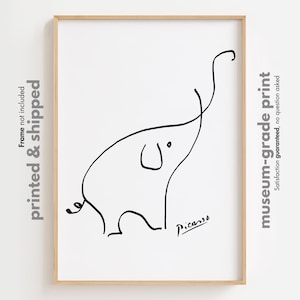 Picasso Elephant Line Drawing, Abstract Elephant Print, Picasso Animal Sketch, Elephant Art Poster, Animal Line Drawing, Minimal Nursery Art