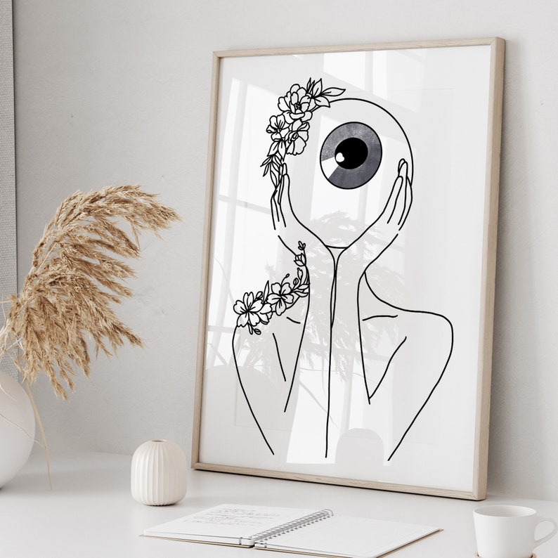 Eye Care Gift Female Floral Figure Eye Exam Office Art Etsy