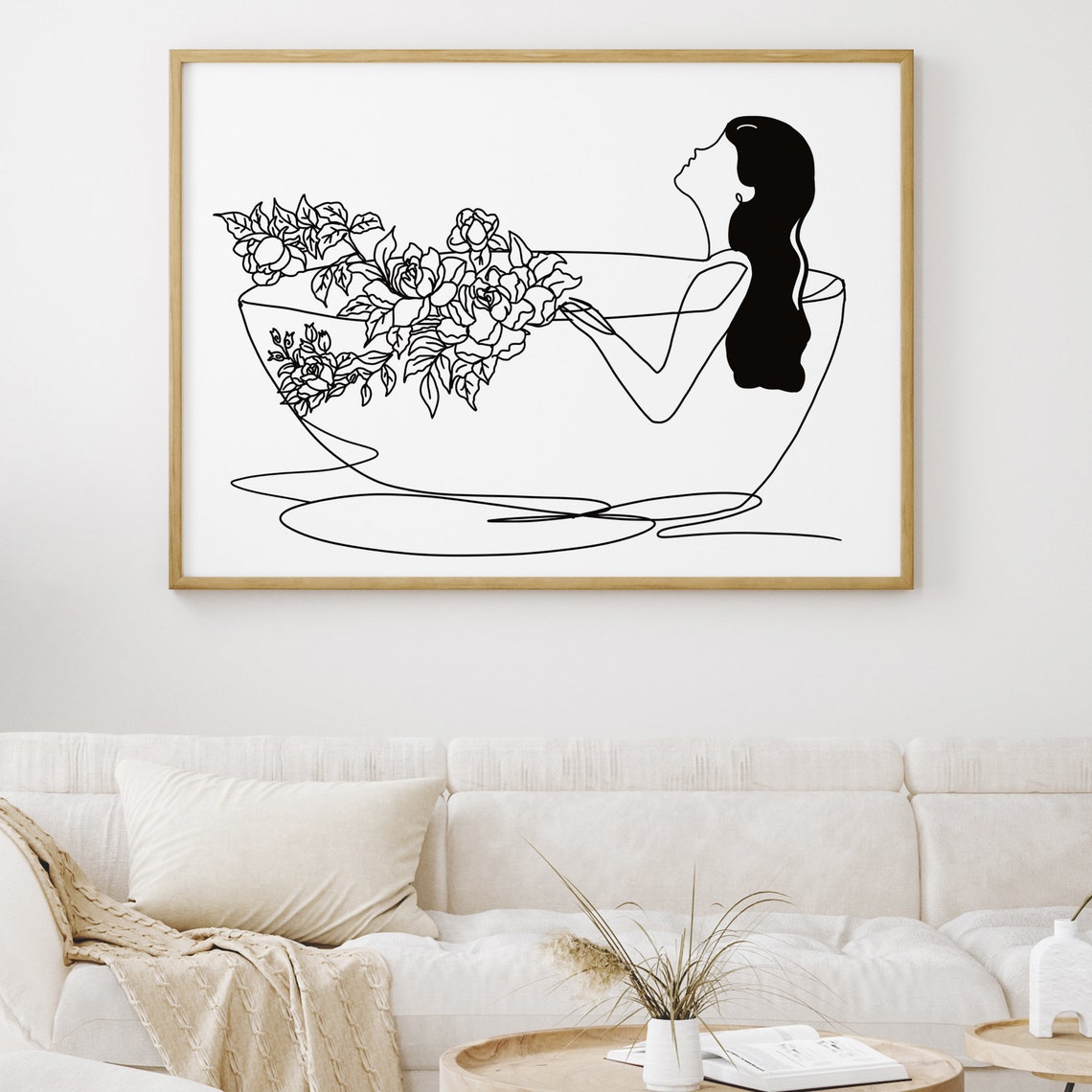 Woman in Bathtub Poster Bathroom Wall Art Decor Flower Woman - Etsy