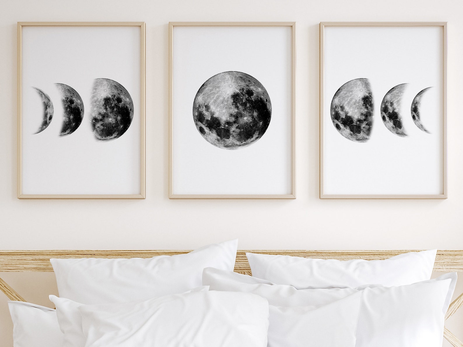 Moon Phases Wall Art Moon Phases Printable Moon Phase Set of - Etsy