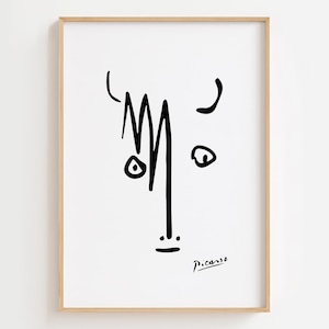 Pablo Picasso Bull Print, Picasso Bull Wall Art, Picasso Bull Poster, Picasso Sketch Animals, Picasso Animal Line Art Poster,  Minimalist