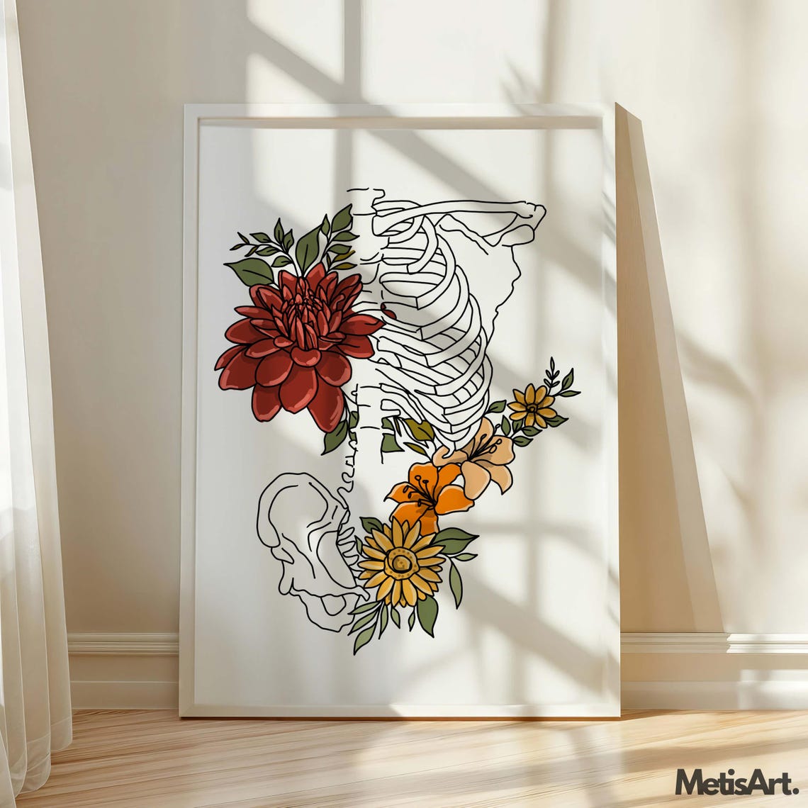 Floral Rib Cage Anatomy Art Print: Medical Decor - Etsy