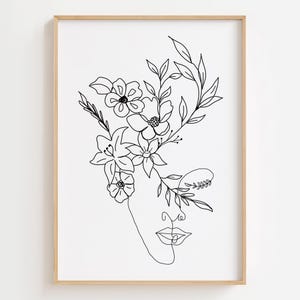 Frau Gesicht Linie Kunstdruck, Abstrakte Frau Linie Zeichnung, Weibliche Kunstdruck, Wohnzimmer Wandkunst, Frau Illustration, Schlafzimmer Kunst Poster