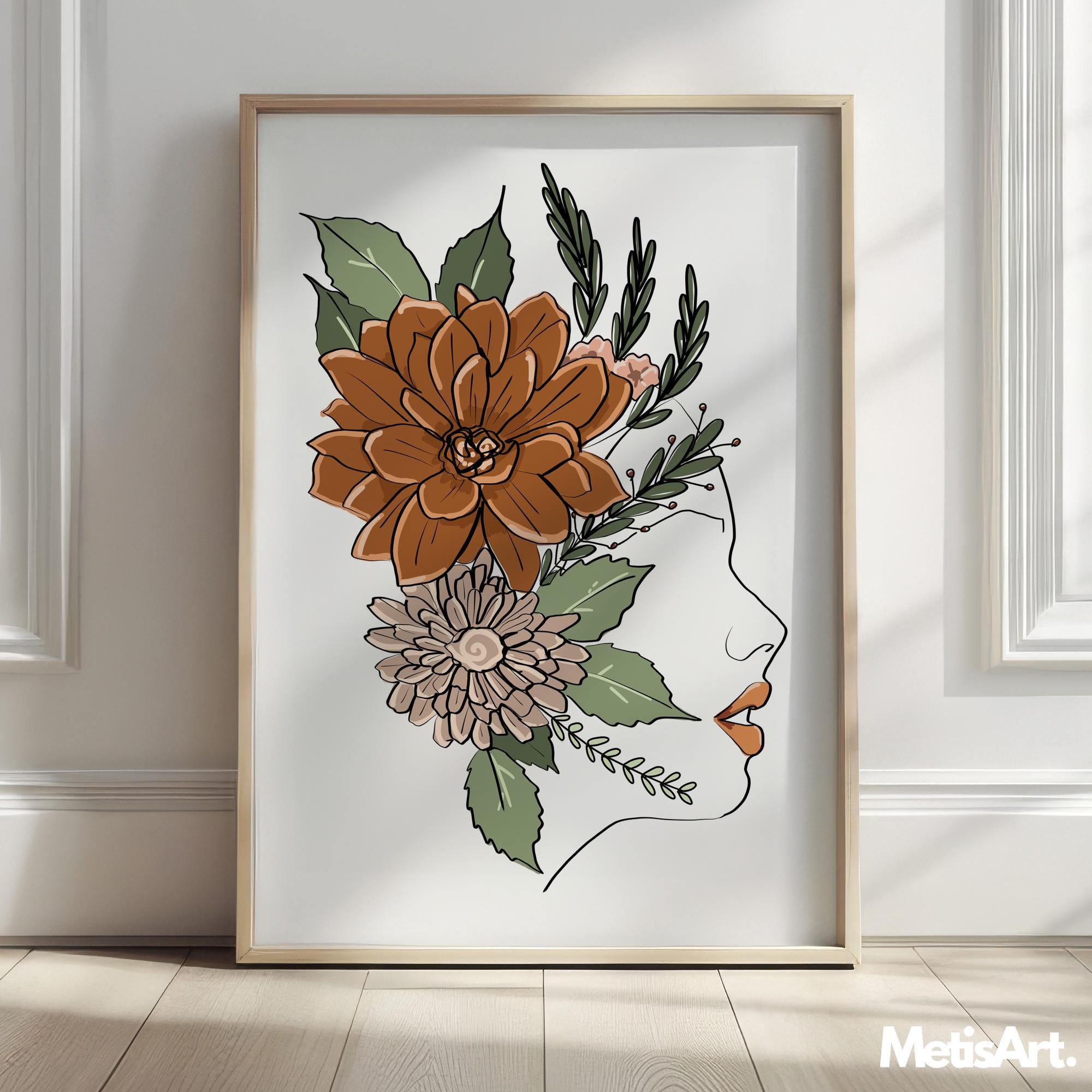 Woman With Flowers Line Art Print: Minimalist Female Figure - Etsy