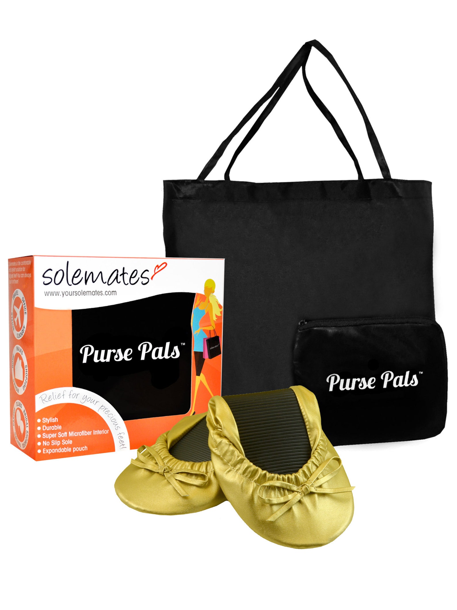 solemates purse pals foldable travel ballet flats for women with compact carry bag and soft microfiber interior for maximum comf