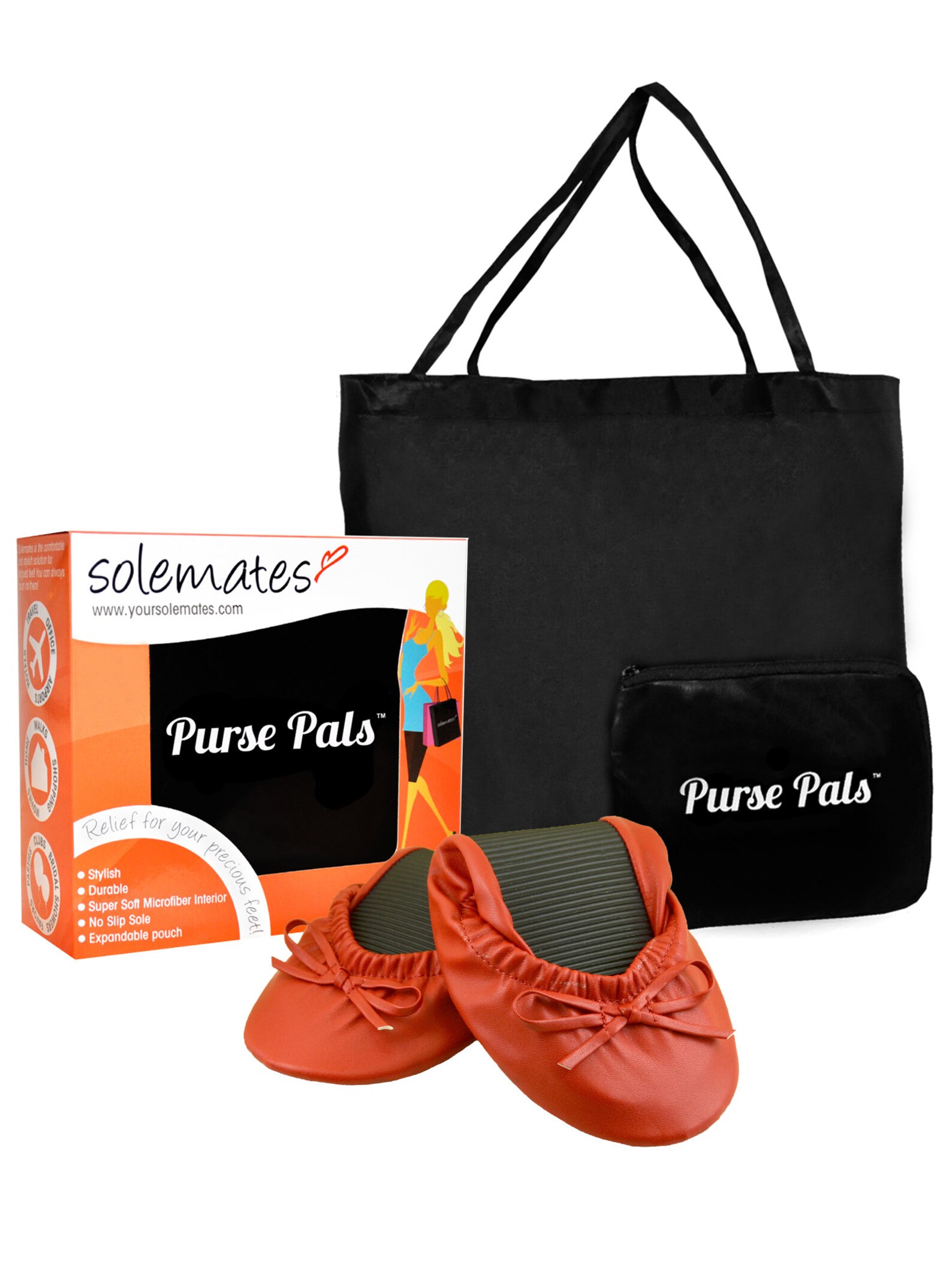 solemates purse pals foldable travel ballet flats for women with compact carry bag and soft microfiber interior for maximum comf