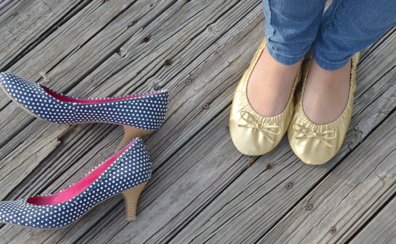 Foldable Ballet Flats Women | Travel Shoes with Pouch, Commuter, Wedding Flats (8 Colors) image 1