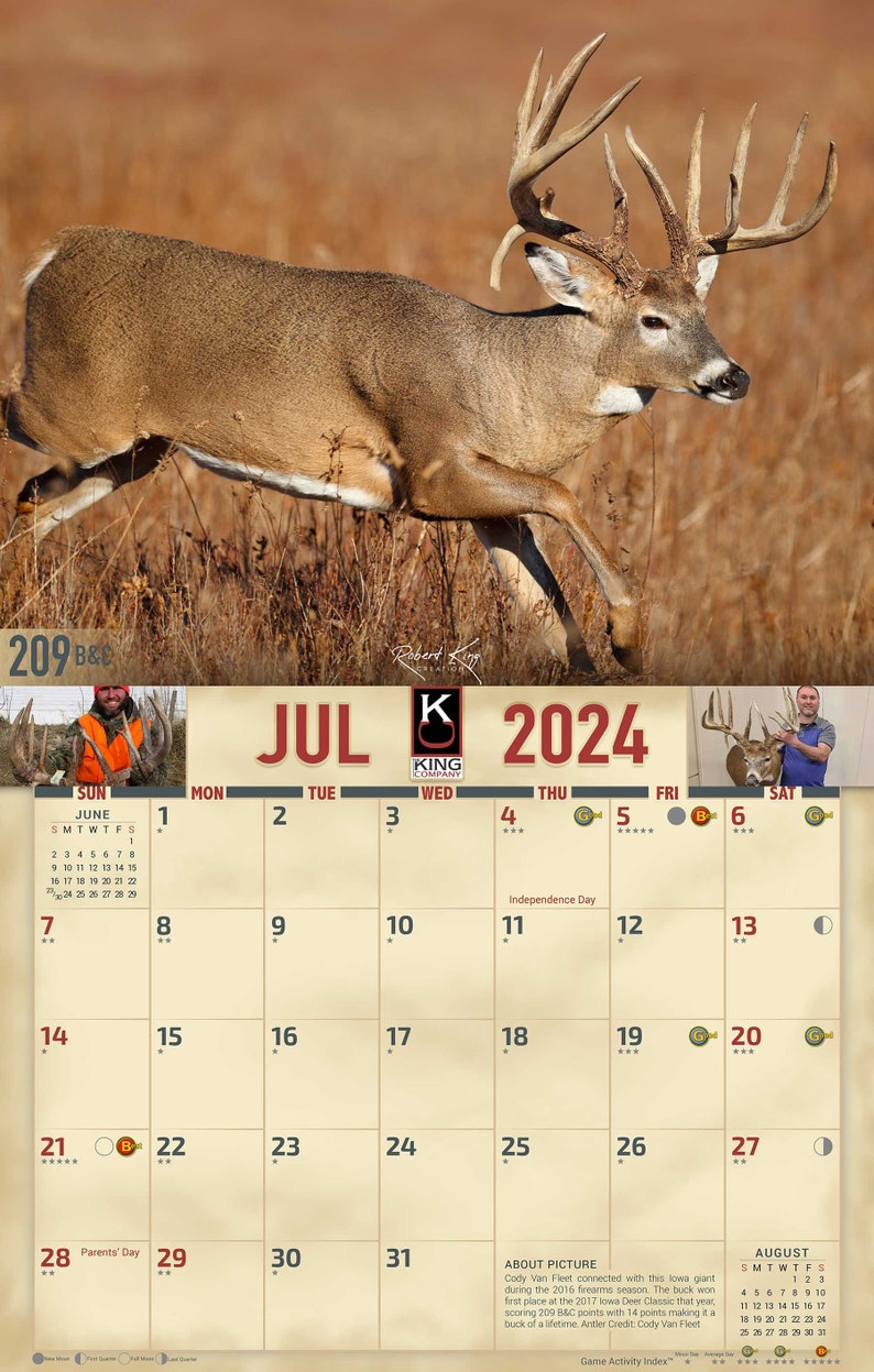2025 Monster Whitetail Deer Wall Calendar 16month Xlarge Size 14x22