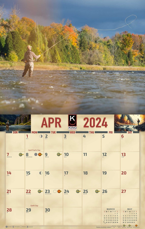 2024 Fly Fishing Wall Calendar 16-month X-large Size 14x22, Best