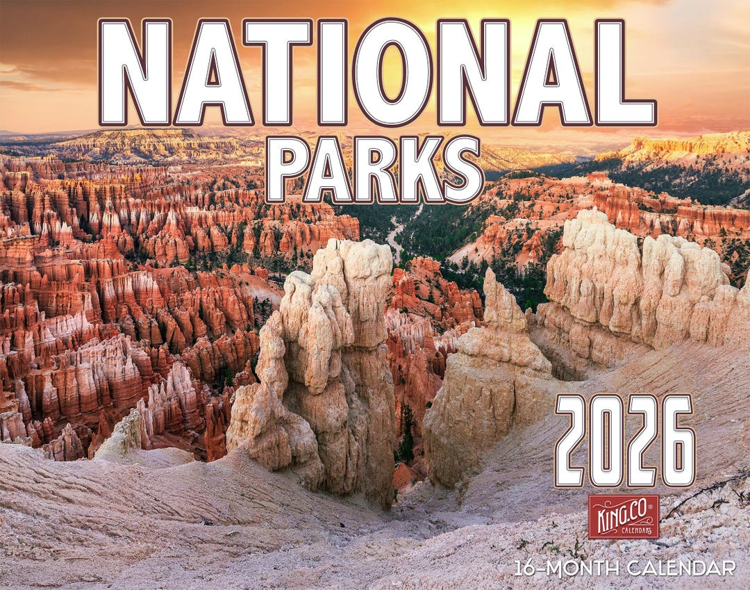 2026 National Parks Wall Calendar 16-month X-large Size 14x22, National