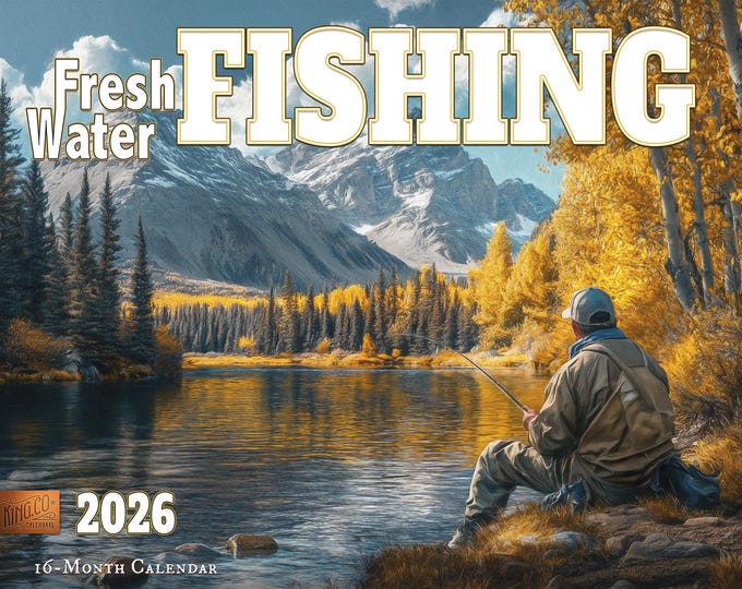 2026 Fresh Water Fishing Illustrated Wall Calendar 16-month X-large ...