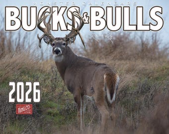 2026 Monster Bucks & Bulls Signature Series Wall Calendar 16-Month X-Large Size 14x22, Whitetail | Mule Deer | Elk | by The KING Company