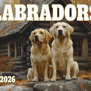 2026 Labradors Illustrated Wall Calendar 16-Month X-Large Size 14x22, Lab Dog Calendar by The KING Company-Monster Calendars