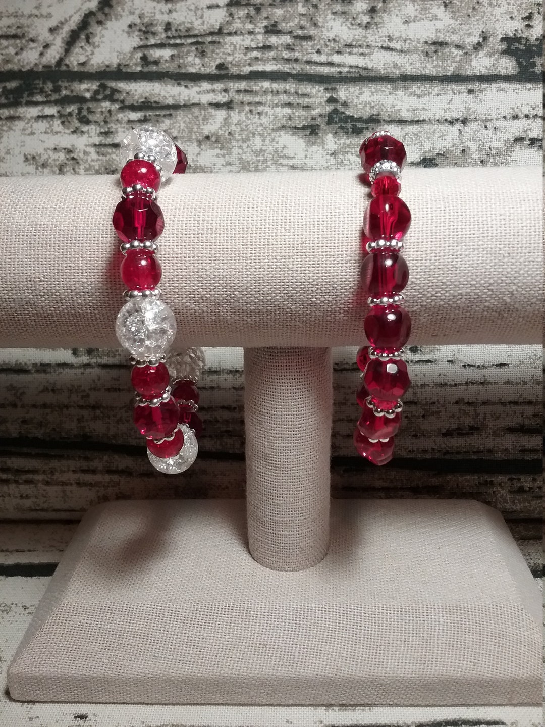 Sparkly Red & Crystal Clear Glass Bead 7 Stretch - Etsy