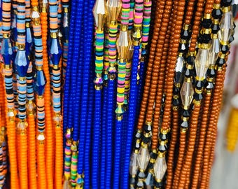 Gestrikte taillekralen - aangepaste lengte, Afrikaanse versiering (20-100 strengen)