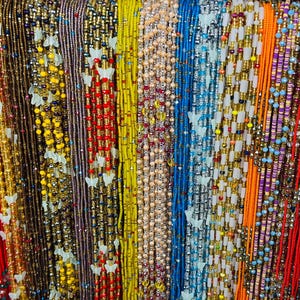 Handmade Frosted Crystal Waistbeads - 50 Inch Belly Chain