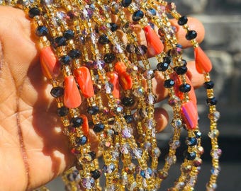 Crystal waistbeads, waistbeads, sexy waist beads, tie on waistbeads, Ghana waist beads, plus size waistbeads
