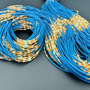 Vinyl-Hüftketten im Großhandel – Blau, Gold, weitere Farben, Kristallverzierungen – 50 Zoll Länge – Baumwollstränge