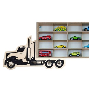 Display voor auto's, Vrachtwagenplank voor auto's, Displaydoos, Auto-opberger, Autovitrine, Wandplank speelgoedauto, Speelgoedgarage aan de muur