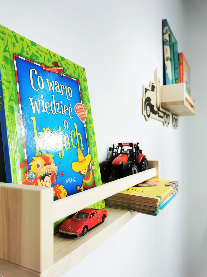 Montessori Children's Wall Shelf, Display Bookcase With Graphics of a