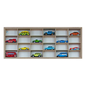 Wooden Display Shelf for Matchbox Cars | Hot Wheels Wall Storage Rack | Toy Organizer for 1:64 Scale Cars & Figurines