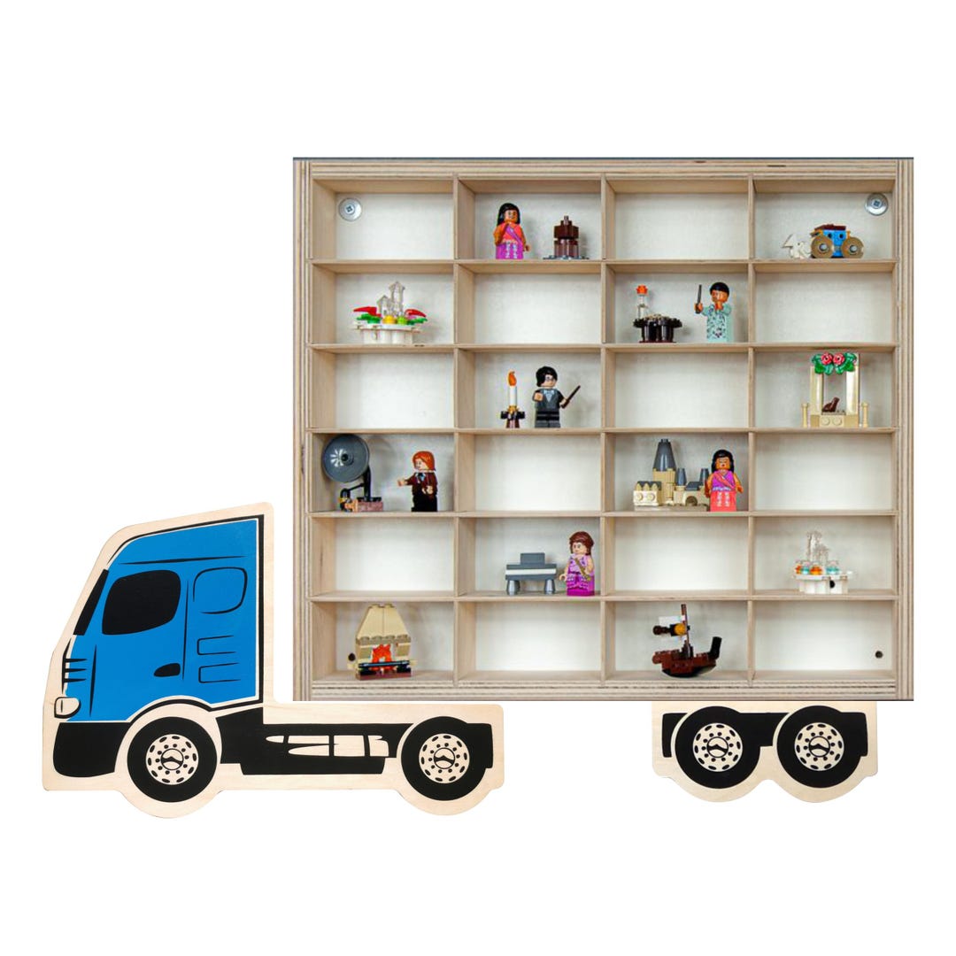 Wooden Truck Wall Shelf for Mini Cars and Figures | Toy Organizer for ...