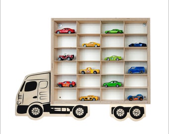 Display for cars childroom Wood wall mounted Display Toy Garage Truck  Wall hanging garage The timberline matchbox car storage