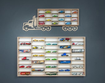 Matchbox car decor for boys bedroom, Truck graphics for car garage, Wall car shelves, Cars parking for hotwheels display car