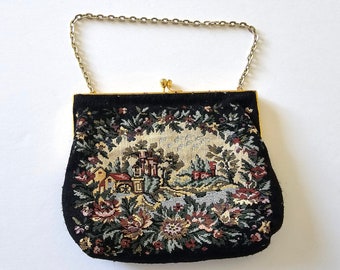 Black Tapestry Evening Bag Clutch Purse