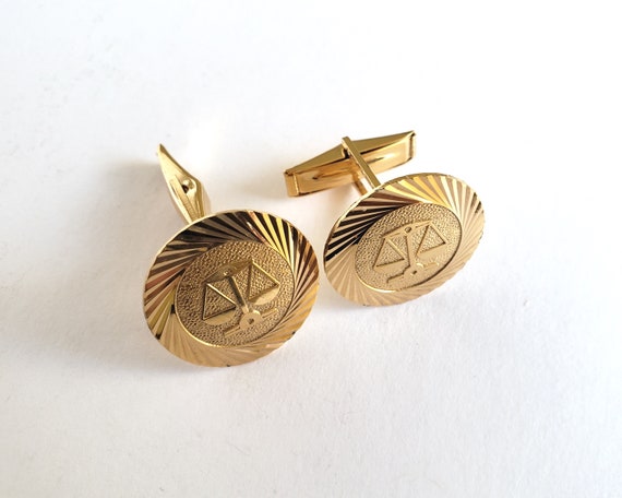 Gold Plated Sterling Silver Libra Zodiac Cufflinks