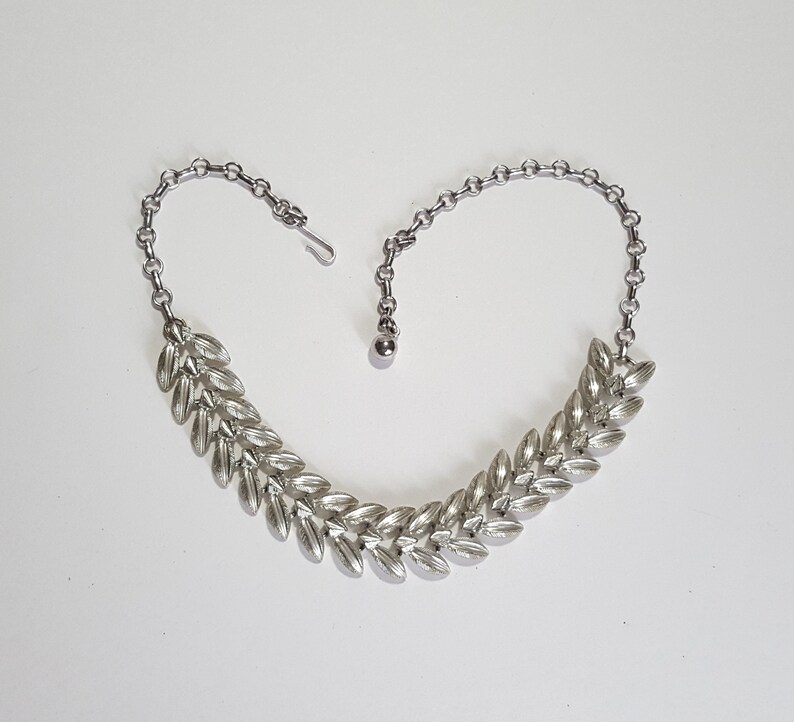 Vintage Coro Silver Leaf Choker Necklace