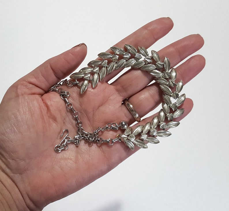 Vintage Coro Silver Leaf Choker Necklace
