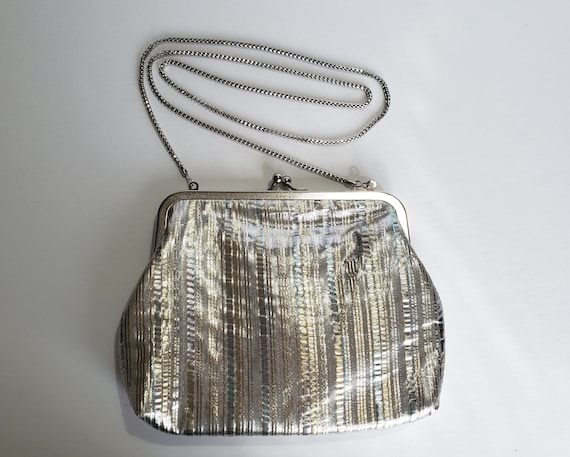 Silver Lame Rainbow Unicorn Evening Bag Clutch Pu… - image 3