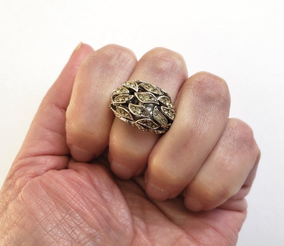 D-Orlan Rhinestone Cluster Statement Ring - image 3