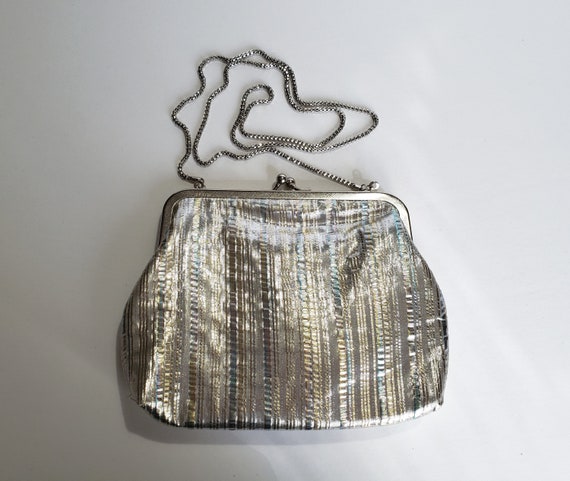 Silver Lame Rainbow Unicorn Evening Bag Clutch Pu… - image 4