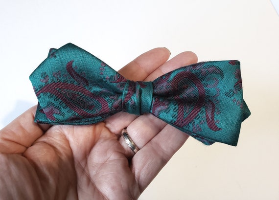 Silk Paisley Cummerbund and Bowtie Set // Green P… - image 5