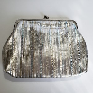 Silver Lamé Rainbow Unicorn Evening Bag Clutch Purse