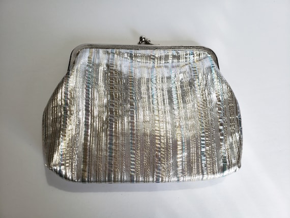 Silver Lame Rainbow Unicorn Evening Bag Clutch Pu… - image 1