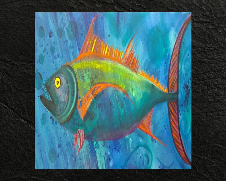 Saltwater Fish Art Printed Bathroom Wall Hanging Blue Fish Etsy