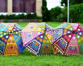 Indian Wedding Umbrella Sun Parasol Decoration Cotton Elephant Design Garden Umbrella