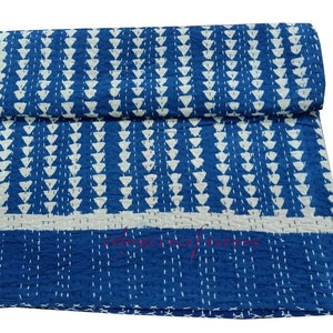 Indische Handblockdruck Gesteppte Reversible Baumwolle Tagesdecke Kantha Boho Wendedecke Kantha Boho