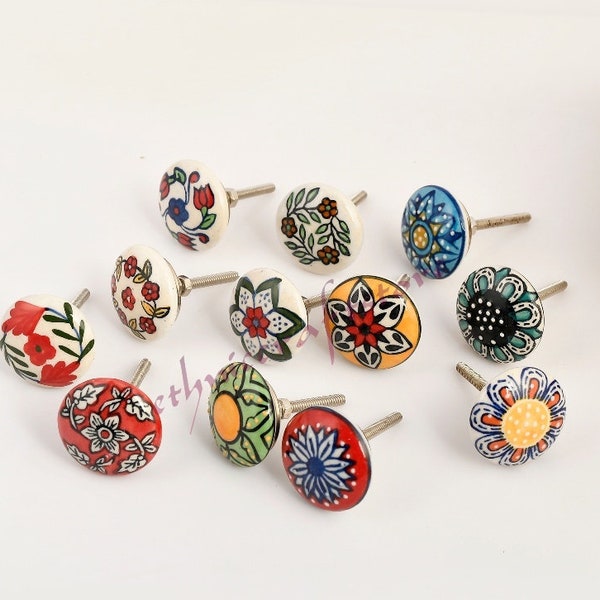 Style Hand Painted Ceramic Knobs Drawer Pulls Furniture door knobs Stunning Ceramic Knobs Instant Makeover To Old Furniture