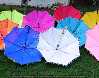 Sale on 10 PC Decorative Umbrella Sun Parasol Indian Wedding Decor Cotton Silk Umbrella Wedding Decor