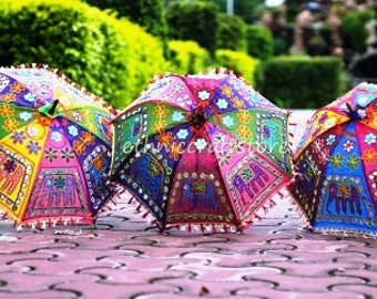 Wholesale Lots Indian Wedding Umbrella Sun Parasol Decorative Cotton Umbrella Decorative Umbrella Boho Christmas Umbrella