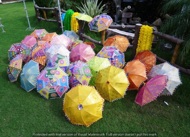 Multi Color Assorted Silk Decorative Umbrella Sun Parasol Decorative Embroidered Wedding Party Office Event Decor Umbrella image 2