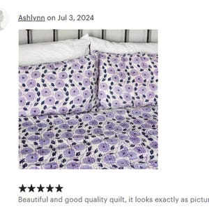 Floral Purple Color Hand Block Throw Kantha Bedspread Quilt Kantha Reversible Quilt Bed Cover Boho Hippie Quilt