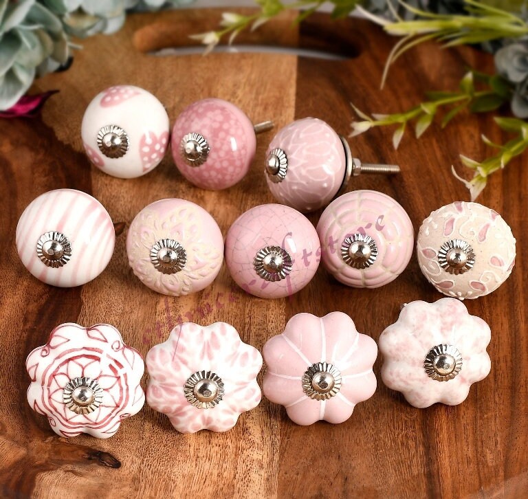 Tiffity Handmade Ceramic Door Knob Handpainted Cupboard, Drawer