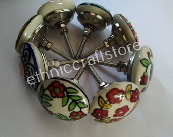Ceramic Door Knobs Pulls Handle Hardware Knobs Cupboard Knobs Boho Hippie Knobs Art Knobs