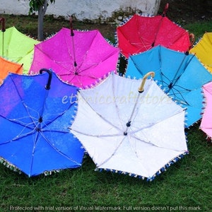 Lot of Wholesale Indian Wedding Decorative Sun Parasol Umbrella Silk Flower Printed Party And Christmas Decor Umbrella
