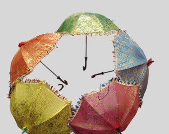 Indische Seide Dekorative Sonnenschirme, Jaipur Stickerei Arbeit, Hochzeit Wohnkultur Regenschirm